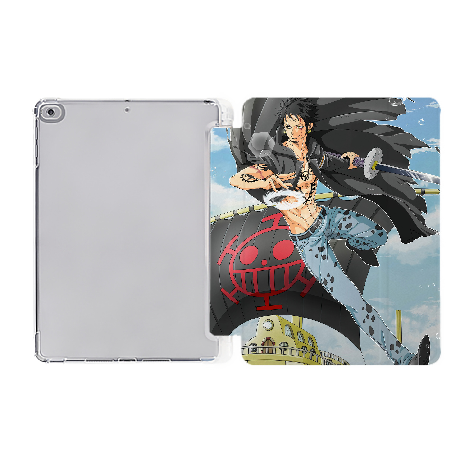 ワンピース ONE PIECE IPad ケース ペン収納付き 三つ折りスタンド PUレザー×シリコン 対応機種9.5/10.5/10.9インチ